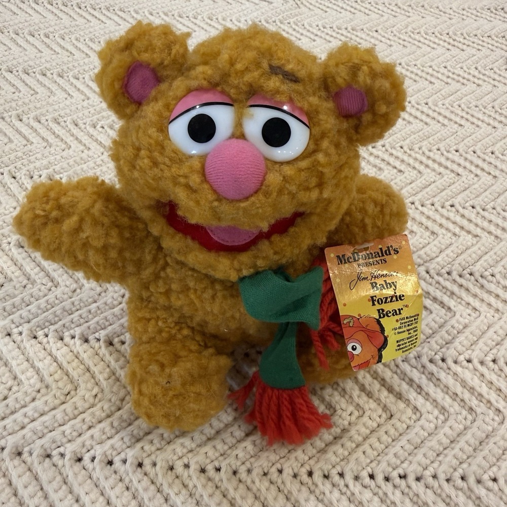 McDonalds Muppet Babies 1987 Baby Fozzie Bear Plush Toy 7in Vintage NWT